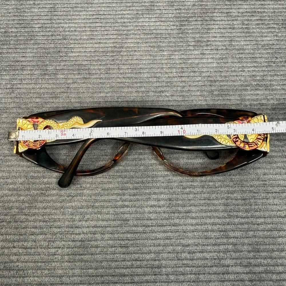 Vintage Tortoise Shell Snake Temple Y2K Eyeglasses Gold Serpent‎  Oval Frames